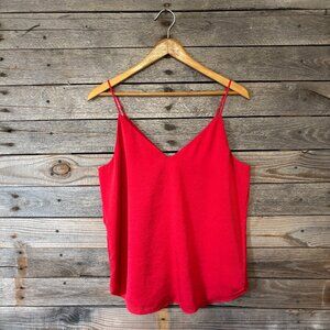 Express Red V-Neck Silky Lined Camisole Going Out Top - Size S